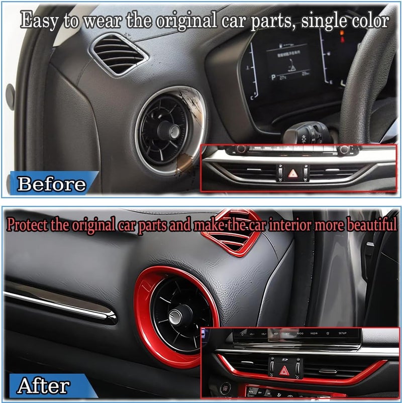 MUXEE for Kia Forte 2019-2024 5PCS ABS Wine red Center Contro Airconditioning Vent Frame Dashboard Upper Wind Outlet Cover Trims Stickers Dashboard Left Right Air Vent Outlet Trim - Image 3